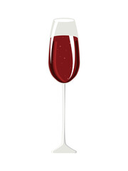 Elegant glass of red sparkling wine isolated on white background. 