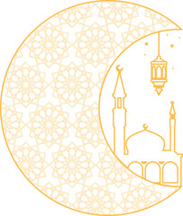 Islamic Crescent Moon With Pattern
