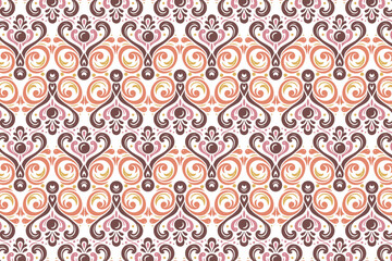 seamless abstract floral pattern with vintage botanical motifs and ethnic ikat textures for fashion, fabric, textile, and wallpaper design applications