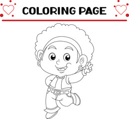 curly girl is posing coloring page for kids