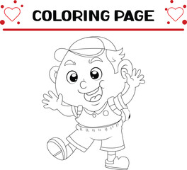 cute boy is dancing coloring page for kids
