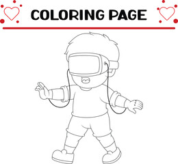 cute boy is playing coloring page for kids