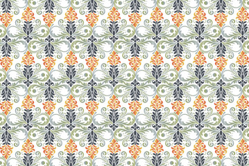 seamless abstract floral pattern with vintage botanical motifs and ethnic ikat designs for fabric, textile, wallpaper, and fashion projects