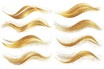 Fototapeta premium Set of Abstract shiny gold glitter design element. An abstract design element featuring shiny gold glitter, ideal for luxurious and festive visuals.