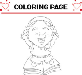 cute student boy coloring page for kids