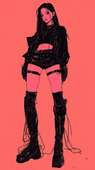 futuristic cyberpunk concept background beautiful woman girl future cybrog