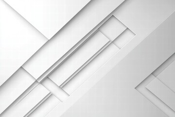 Abstract White Geometric Background with Layered Shapes and Lines