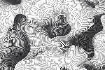 Abstract Black and White Line Art Pattern with Wavy Shapes and Curves