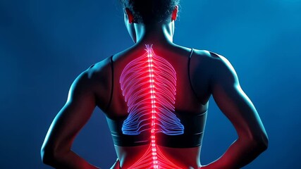 African-American woman in her young adulthood modelling innovative sportswear that enhances performance. The clothing emits a distinctive red light, highlighting its unique design and functional