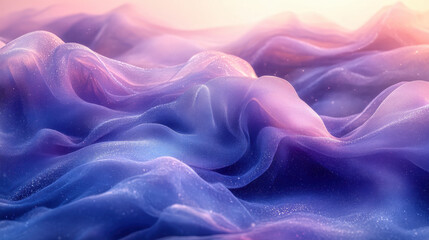 Obraz premium Dreamlike abstract waves in soft lavender and blue create serene atmosphere, evoking feelings of calm and tranquility. gentle flow and shimmer enhance ethereal quality