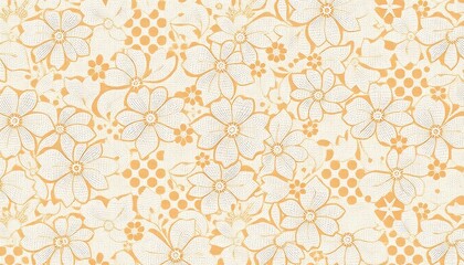 Elegant White Floral Pattern Yellow Gold Background Texture Design