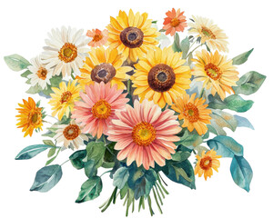 Naklejka premium Colorful bouquet of daisies in a variety of shades and shapes.