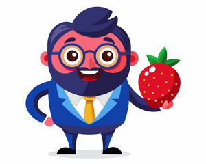 Cartoon Businessman Smiling with a Beard and Round Glasses – Professional and Friendly Character Illustration