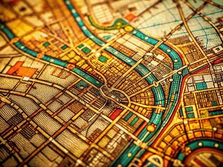 Obraz premium Macro Shot of New Orleans Street Map, Detailed City Streets & Avenues