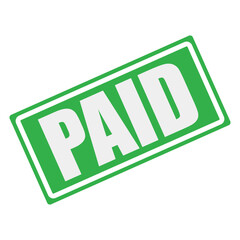 Fototapeta premium Paid stamp icon vector template, green and white color paid stamp icon in trendy style illustration isolated on white background.