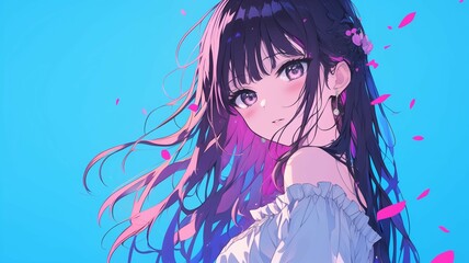 Naklejka premium アニメ調の日本人美少女の様々なシーン_表情
