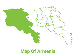 Green Armenia map outline and flat vector illustration