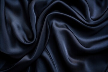 Obraz premium Luxurious Smooth Black Satin Fabric with Elegant Drapes and Soft Textures Perfect for Fashion, Home Decor, and Textile Design Applications in Various Projects