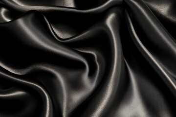 Fototapeta premium Luxurious Satin Fabric Texture in Deep Black Color with Smooth, Silky Finish for Elegant Backgrounds and Fashion Design Inspirations