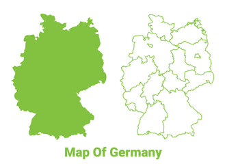 Fototapeta premium Green Germany map outline and flat vector illustration