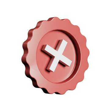 recommend clip art: 3d render of red badge and white incorrect wrong mark icon