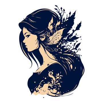 recommend clip art: fantasy creatures girl silhouette, Mermaid silhouette isolated on white background. Girl with fishtail. Mythology fairy character. Ocean siren. Sea maid. Water nymph. Sea life creature.