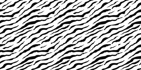 zebra skin vector pattern. Animal abstract monochrome seamless pattern.	