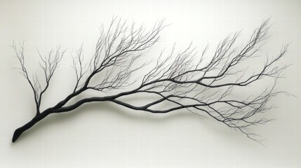 Artistic Black Tree Branch Artwork on Minimalist Background