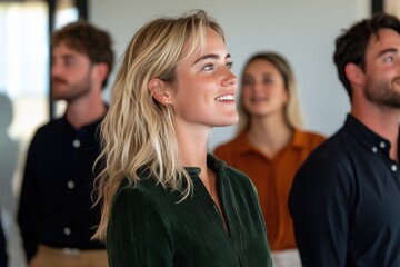Female Entrepreneur Discussing Vision with a Group of Professionals