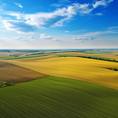 Obraz premium Aerial View of a Peaceful and Serene Field Under the Glowing Sun
