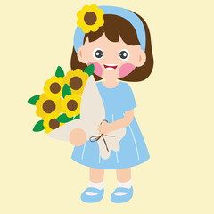 Cute Girl with Sunflower