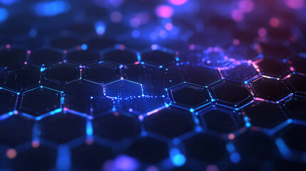 Obraz premium Abstract black grey metallic overlap red light hexagon mesh design modern luxury futuristic technology Industrial background. Black metal surface with regular round holes as texture