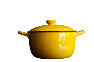 Minimalist Yellow Enamel Pot with Dome Lid Design