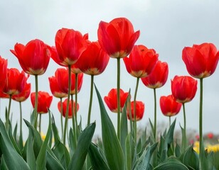 Fototapeta premium tulips on warm abstract gray background