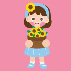 Cute Girl with Sunflower