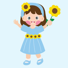 Cute Girl with Sunflower