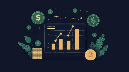 Obraz premium Financial Growth Chart Upward Trend Investment Success Profit Money Business Graph