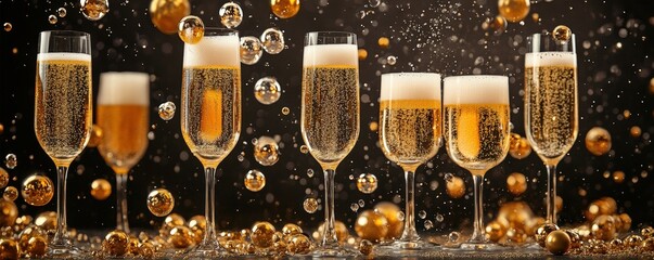 Sparkling Champagne Celebration Festive Drinks Golden Bubbles New Year
