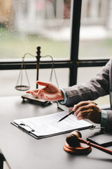 Male consultant or lawyer working in the office legal concept Advice on justice and the law Male...