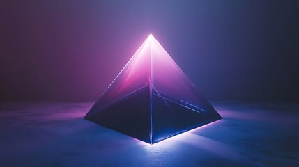 Illuminated Glass Pyramid in a Dark Setting