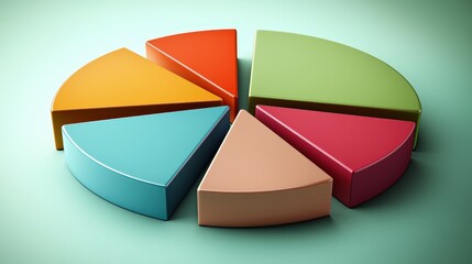 Fototapeta premium Colorful 3D Pie Chart Segments for Data Visualization and Business Presentation
