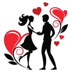 a silhouette valentine-day with calligraphy