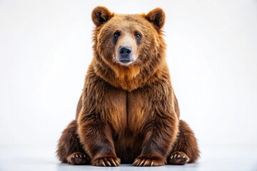Obraz premium Majestic Brown Bear Portrait: Isolated on White Background, Rule of Thirds Composition