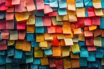 Colorful Collection of Sticky Notes on Wall for Creative Organization