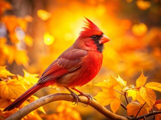 Majestic Cardinal Bird Mascot Head in Vibrant Autumn Landscape