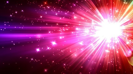 Fototapeta premium Radiant Pink Light Burst with Sparkling Stars