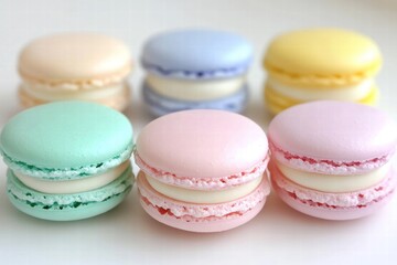 Delicate Colorful Macarons on a Light Background