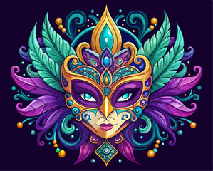 Fototapeta premium Beautiful Mardi Gras mask illustration generative ai
