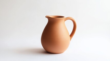 Elegant Clay Jug on White Background