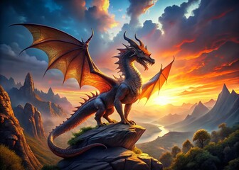 Majestic Dragon Soaring: Epic Fantasy Film Footage Background